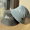 New Spring/Summer Washed Letter Embroidery Pink Fisherman Hat for Women, Sun Protection Hat, Vintage Outdoor Hiking Bucket Hat