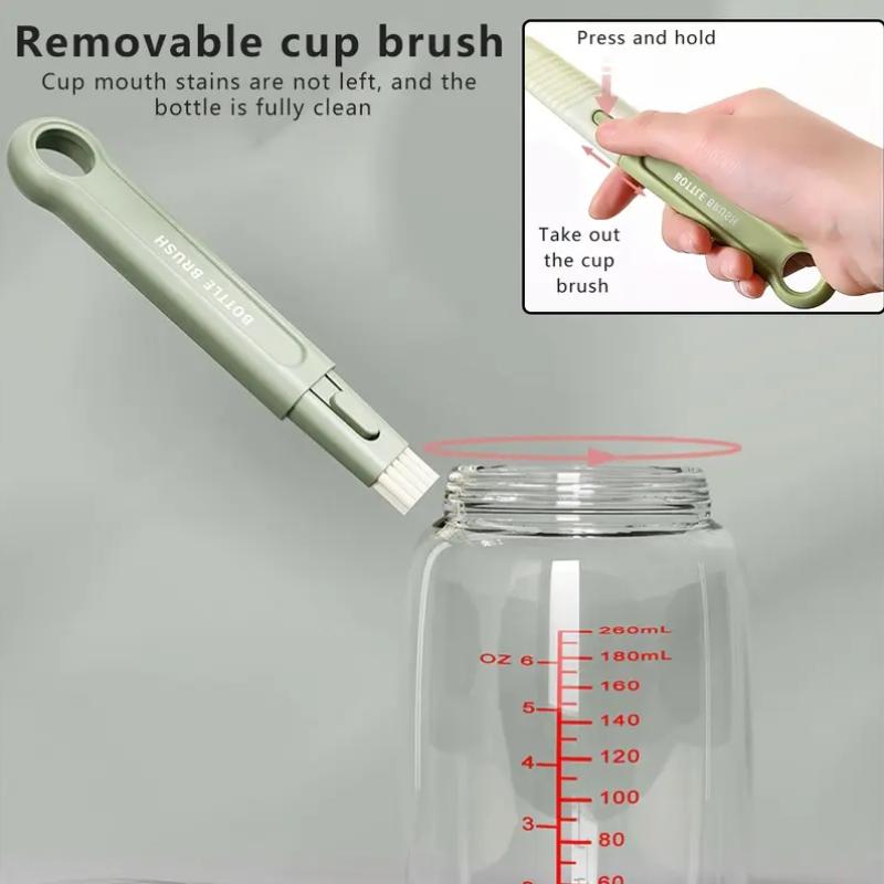 6 In 1 Silicone Bottle Brush Set Travel Drain Rack Cleaning Straw Multifunction Long Handle Baby Feeding Bottle Brush