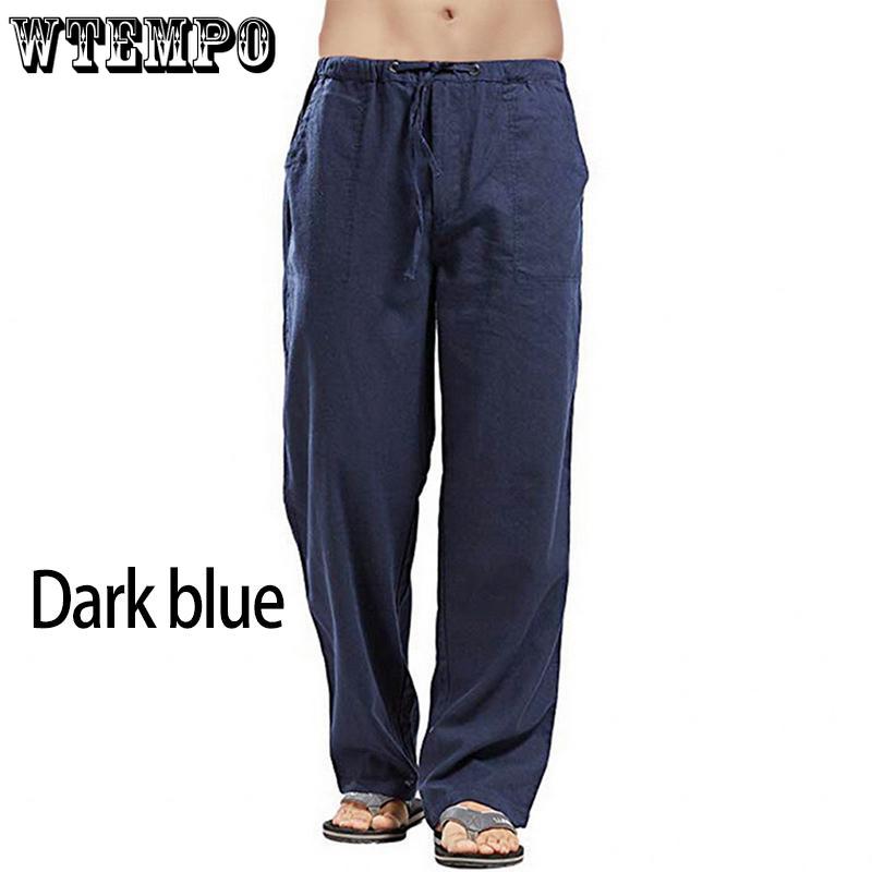 Men's Autumn Streetwear Elastic Waists Trousers Loose Pants Straight Party Pants Linen Plus Size