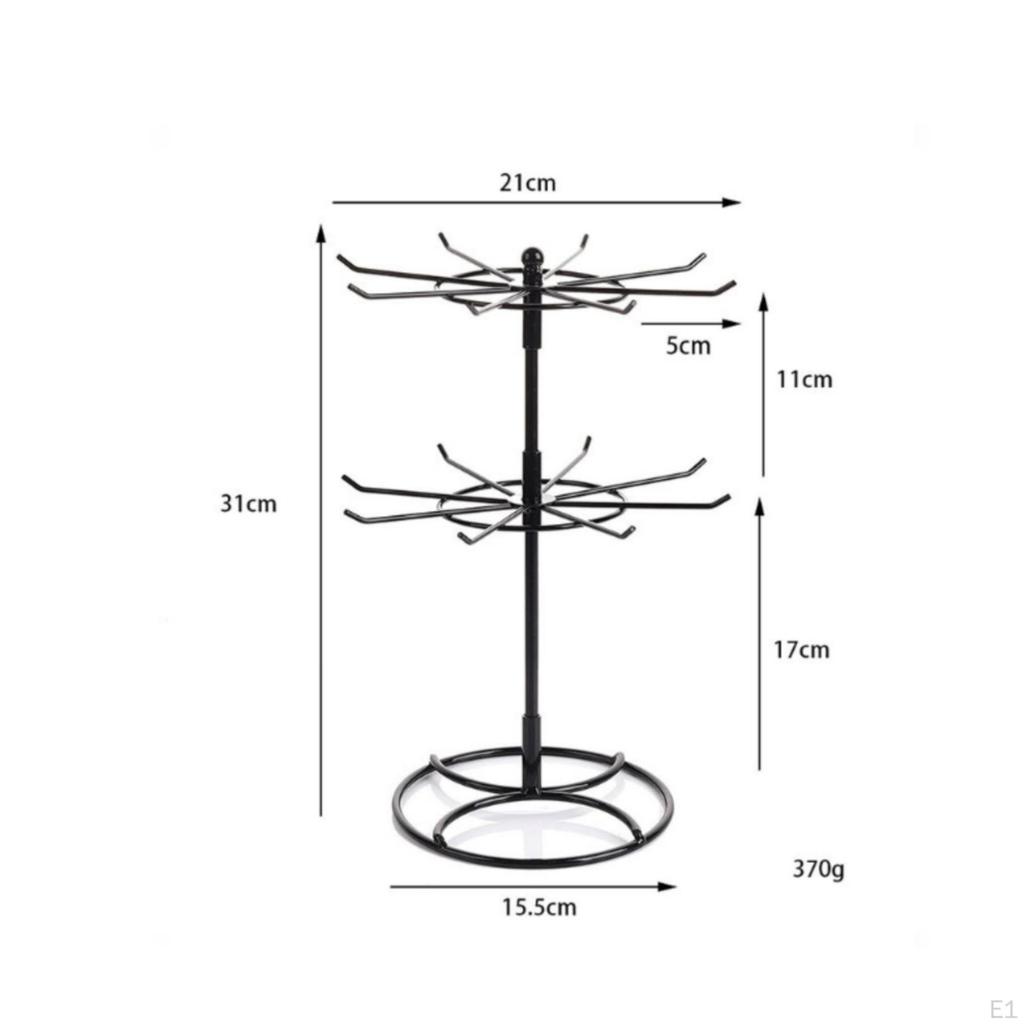 Rotating Jewelry Holder Black Iron Display Stand 16 Hooks Necklace