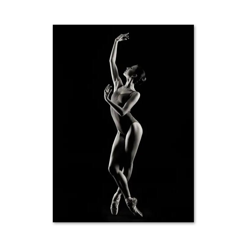 Zwart-Wit Balletdanser Canvas Schilderij Elegante Ballerina Houding Poster Print Wandkunst Afbeelding voor Woonkamer Huisdecoratie