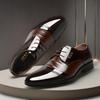 Men's 2024 Shiny Pointed-Toe Leather Lace-Up Dress Shoes