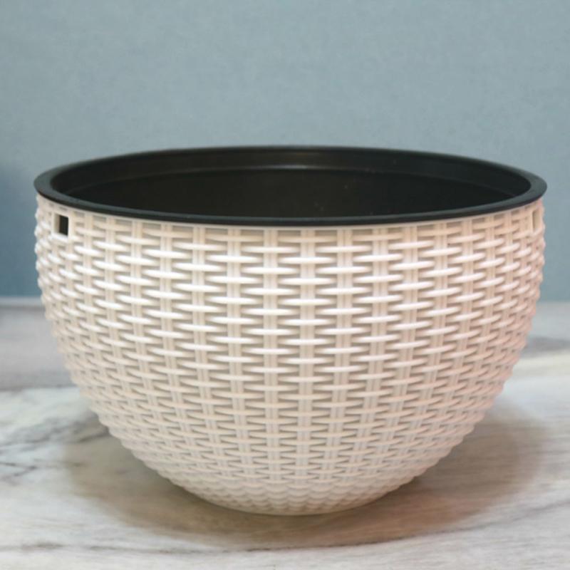 

Подвесная корзина Imiatino Vine Цветочный горшок Круглый садовый кашпо из смолы с треугольной цепью M белый