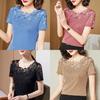 Summer Lace Trim Short Sleeve T Shirt With Embroidered Details For Elegant Women