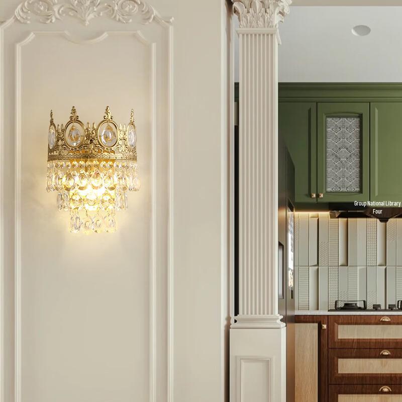 Crystal Crown Bedroom Bedside Wall Lamp
