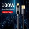 240W Smart Fast Charging Transparent Data Cable with Real-time Digital Display, Compatible with Apple, Huawei, Honor, and Android Devices.