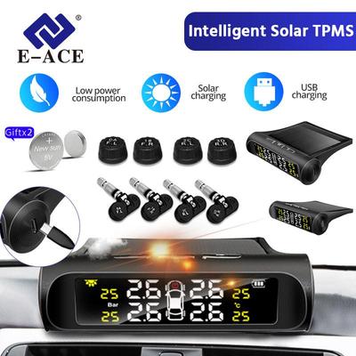 Solar Power TPMS Bildäcktryckslarmövervakningssystem Autosäkerhetslarmsystem Däcktryckstemperaturvarning