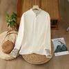 Women S Slim Fit Stand Collar Long Sleeve Thermal Base Shirt Retro Style Embroidery