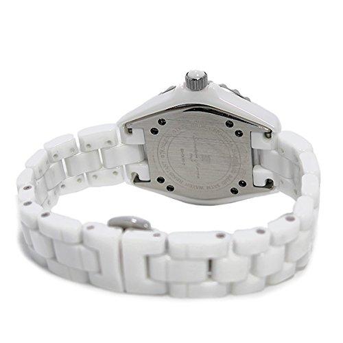 Salvatore Marra Women's Quartz Analog Watch with Date Display, Ceramic Unidirectional Rotating Bezel, and Watch Cloth Included (WHA) [Parallel Import]
