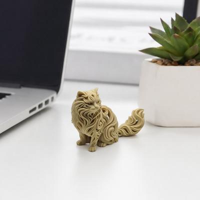 Yousheng 3D Printed Persian Cat Ornament, Hollow Animal Figurine Delicate Texture Design, Compact Desktop Decor, Creative Gift Idea for Home Office