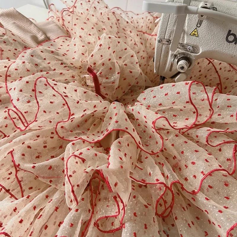 Seersucker Lace Fabric Black Polka Dot Tulle Fabric for Wedding Dress Bridal Veil Tutu Dress Baby Girls Puffy Clothing Sewing