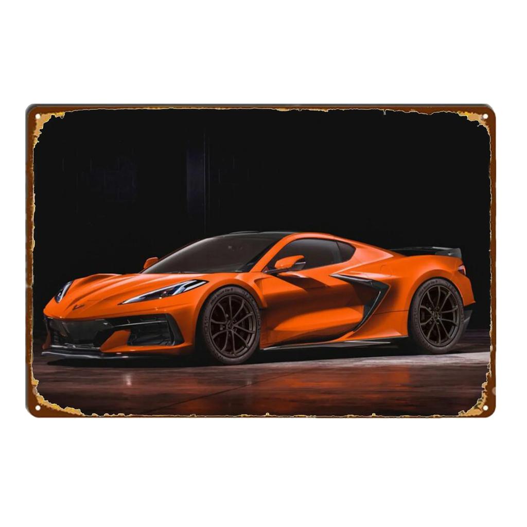 Sports Car Racing Poster Rust Shabby Tin Sign Art Decor Garage Bar Man Cave Signs Decorative Plaques Wall Metal Tin Plate Sig