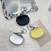 Stylish Leather Keychain Holder Mini Pouch For Earphones Compact Design Sturdy Metal Clip Accessory For Daily Essential