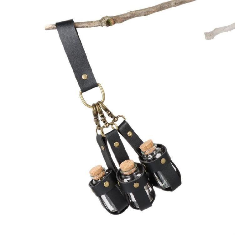Witch Potion Bottle with Leather Holder and Cork Stopper for Halloween Cosplay Wizard Costume Cosplay Accessories