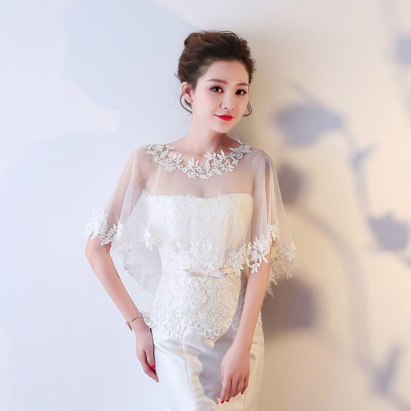Women Party Bridal Casual Lace Shawl Wedding Cape Evening Dress Cape Style Shawl Elegant Light Sheer
