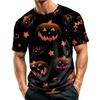 Men's Casual Short Sleeve T-Shirt Lightweight Breathable Round Neck Top Halloween Pumpkin Print Design Comfortable Fit
