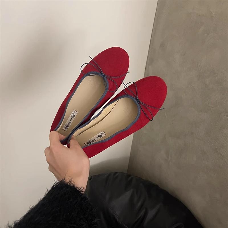 Mode SUOJIALUN 2025 Neue Marke Damen Ballerinas Mode Runde Zehenpartie Flach Schlupfschuhe Damen Elegant Bootsschuhe Weicher Flacher Absatz Ballerina S