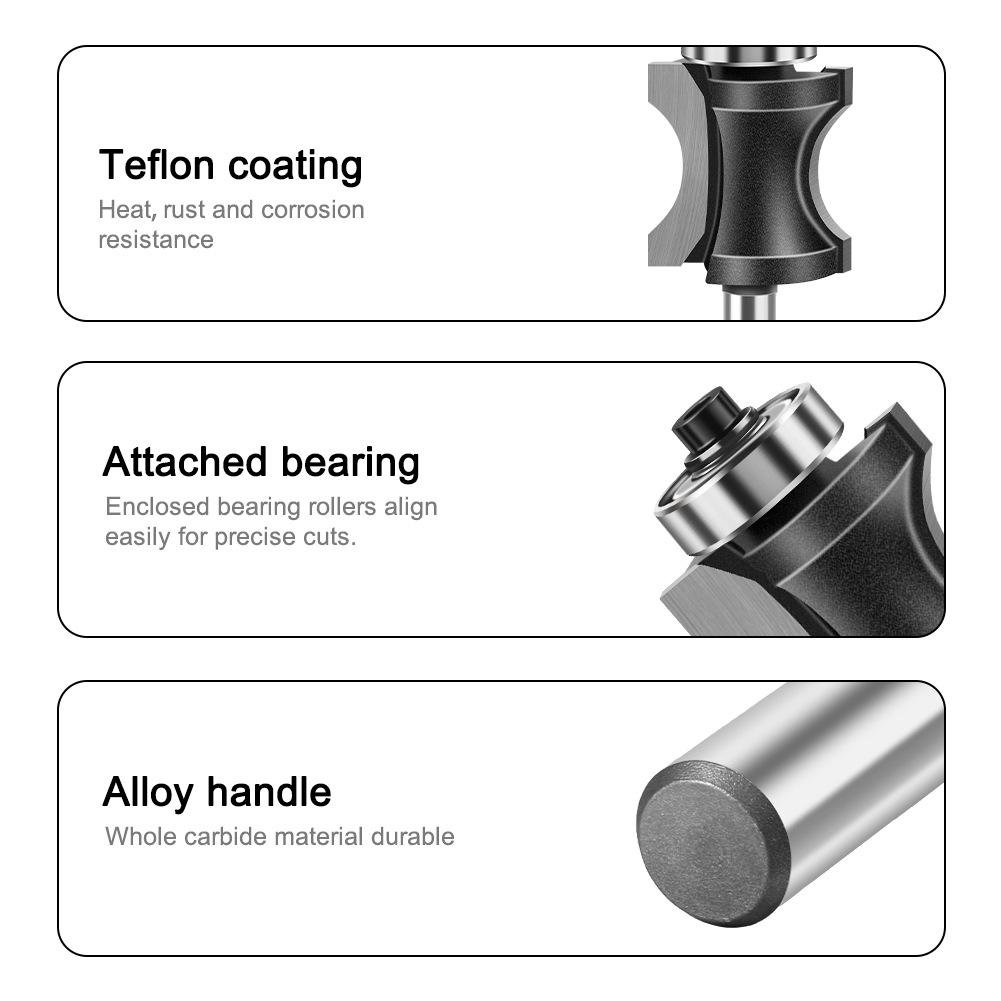 Bearing Flat Bottom Arc Knife Engraving Machine Wood Board Rounded Corner Cutter Woodworking Milling Cutter Stair Floor Cutter Gong Milling Cutter