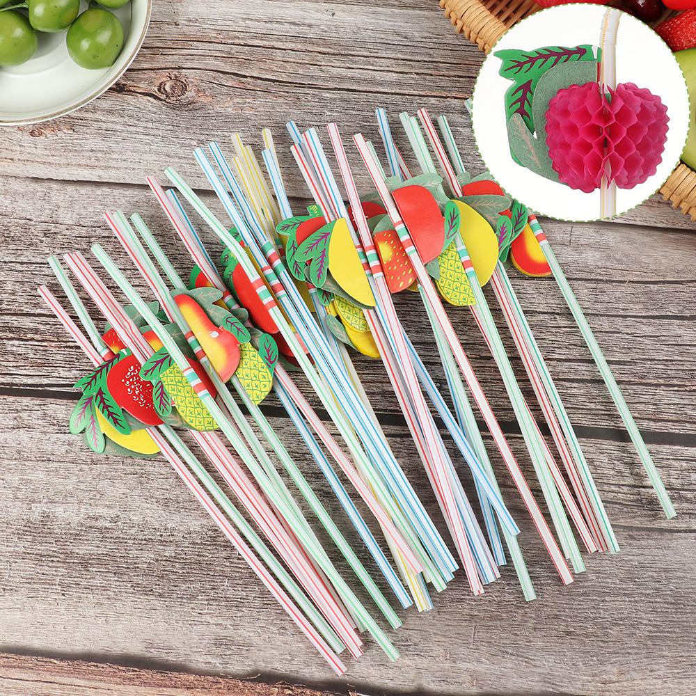 50pcs Colorful Juice Mix Color Plastic Straws Party Tableware Umbrella Drinking Straw Bar Supplies