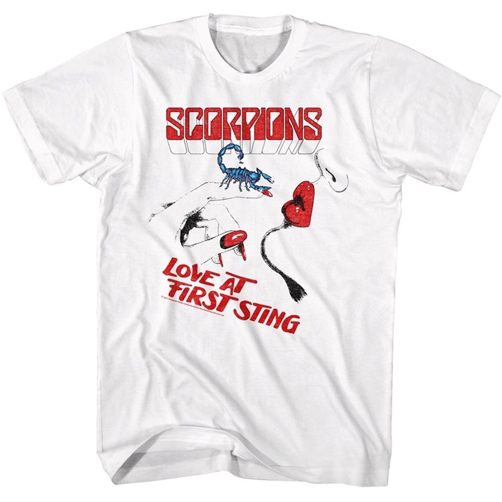 SCORPIONS CD LGO LOVE AT FIRST STING Официальная БЕЛАЯ РУБАШКА LG Новый блэкаут-транс Унисекс Футболка L