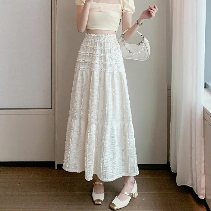 French gentle wind texture skirt women's spring and summer new high waist drape cake skirt has a long temperament