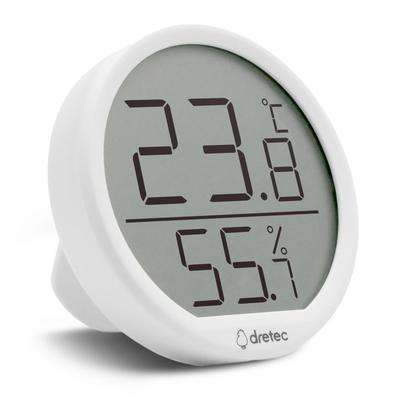 Dretec Heatstroke Heat Temperature and Large White Thermo-Hygrometer, Prevention, Protection, Humidity, Magnetic, Wall-Mounted Stand, Simple, Round,