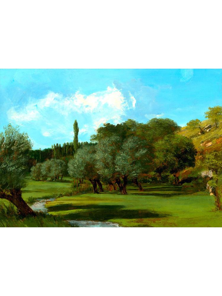 Realism Famous Artist Gustave Courbet River Rocks Forest Landscape Poster Canvas Painting Wall Art for Living Room Home Decor