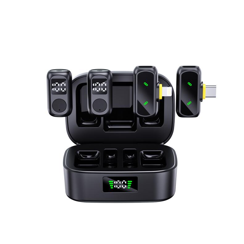 Magnetic Button Wireless Lavalier Microphone, Portable Noise Reduction Mic for Phone Live Vlog Interview Outdoor Recording