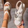 Fashion Women's Sandals Summer New Wedge Heeled Sandals Fashioon Casual Platform Sandal Metal Buckle Fish-mouth Sandals Sandalias Mujer