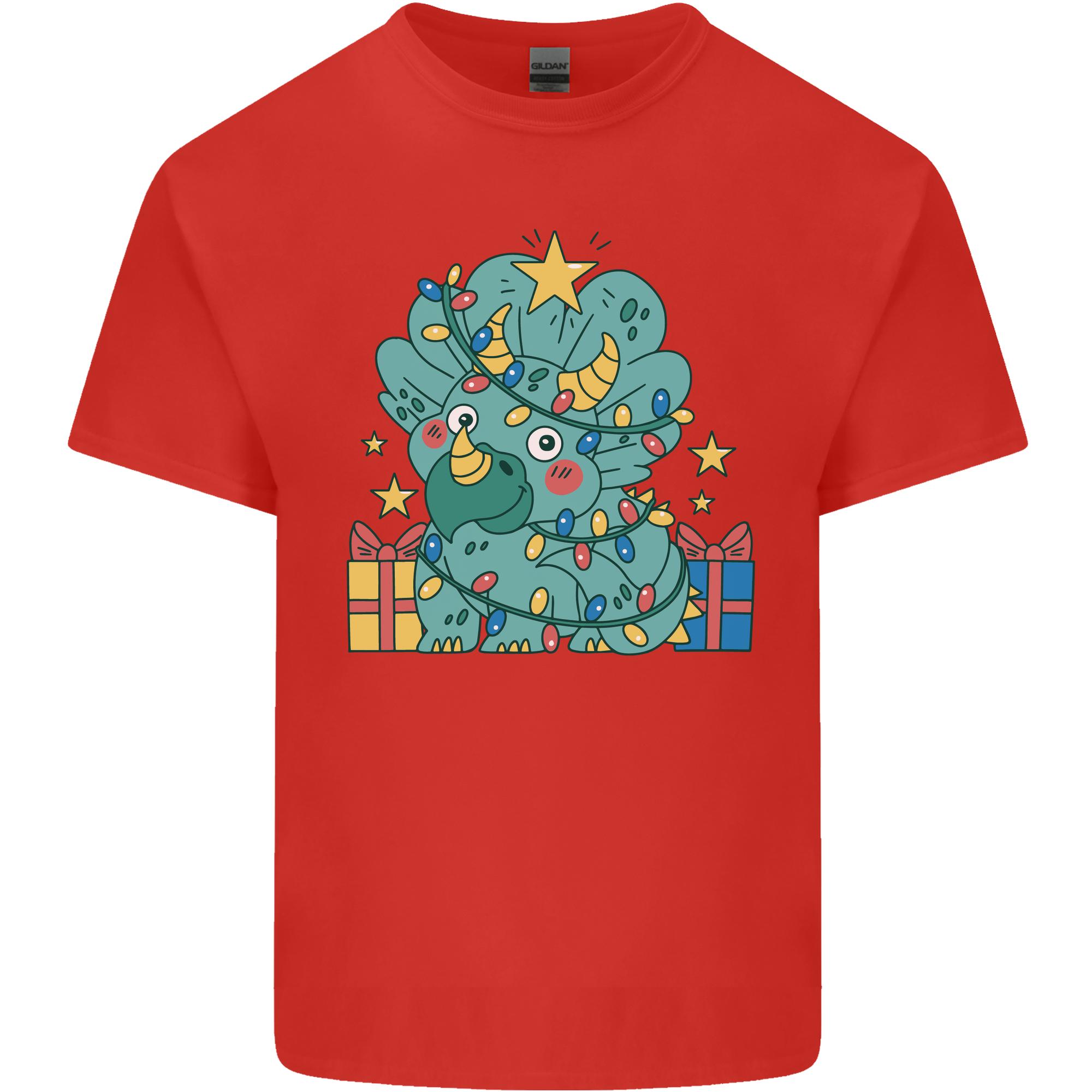 Dinosaur Triceratops Funny Christmas Tree Unisexs Light Cotton TShirt S