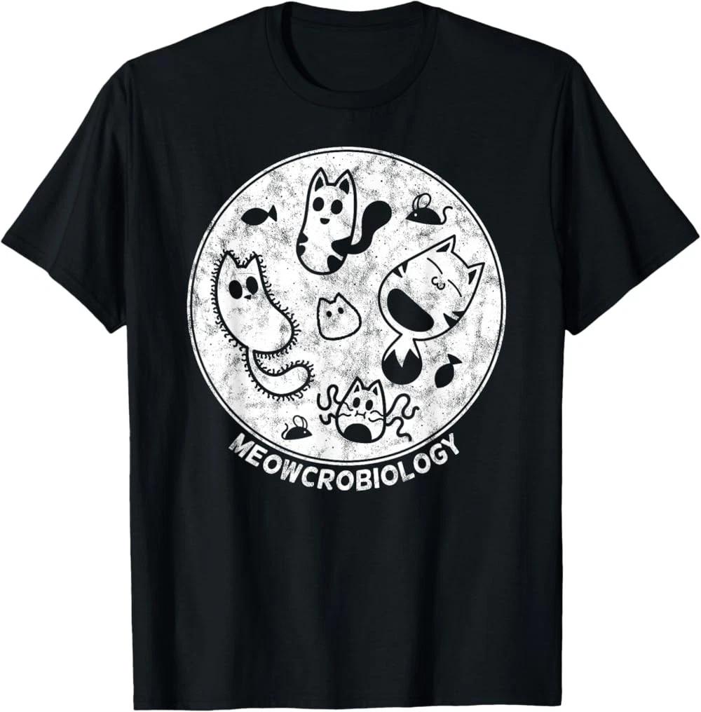 RARE! Cute Cat Distressed Bacteria Microbiology Science Lab T-Shirt S