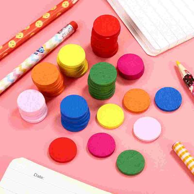 50 Stück Runde Holzscheiben Bunte Holzteile Lehrmittel Kinder Mathematik Bastelmaterial Nähen DIY-Projekt Lernwerkzeuge