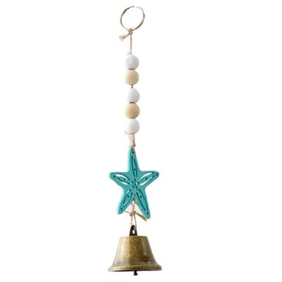 Beach Ocean Themed Bell Ornaments Summer Wooden Seahorse/Sea Turtle/Starfish Wind Chime Nautical Coastal Wall Hanging Decor for Living Room Bedroom