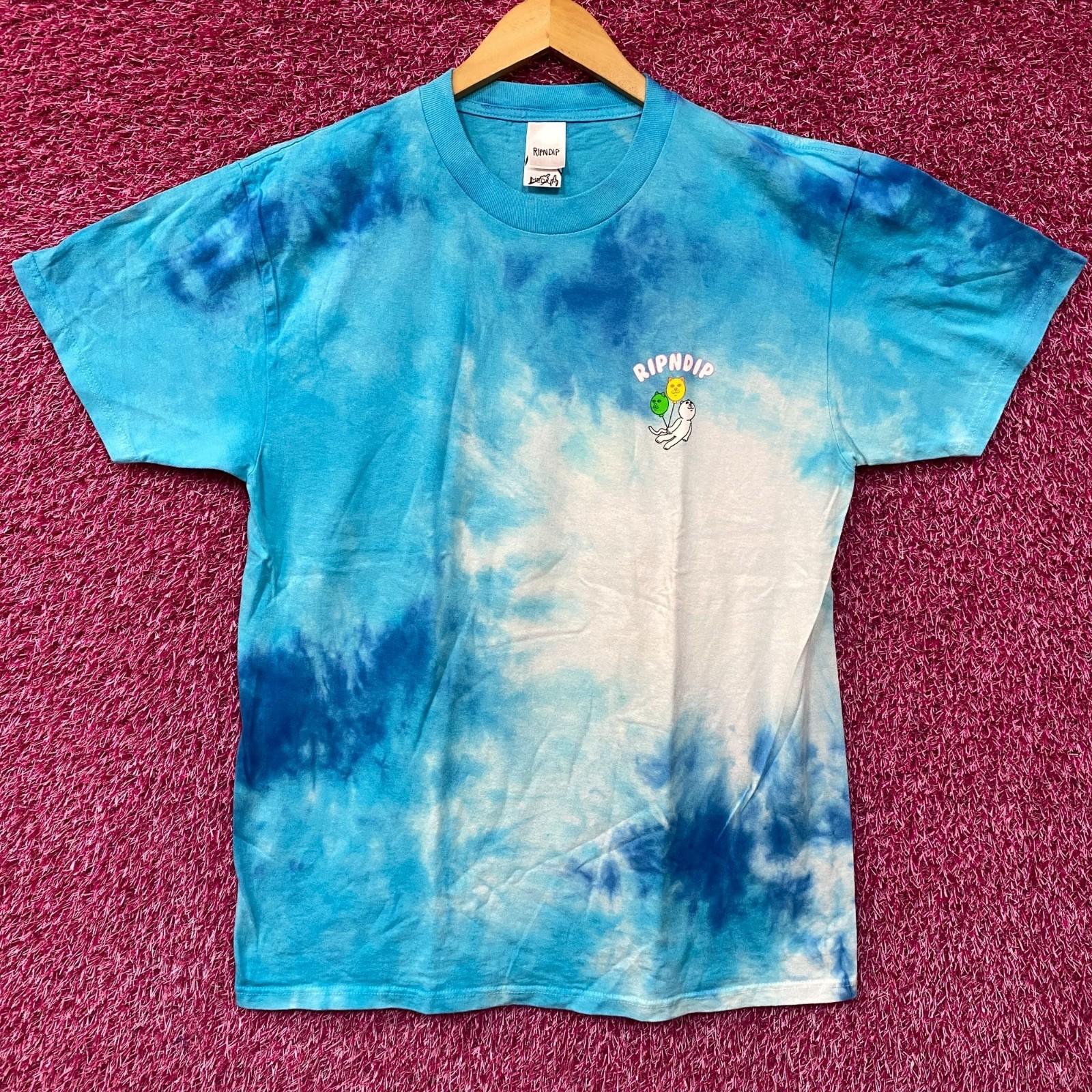 RIPNDIP Drifting Away Lord Nermal Blue Tie Dye T-Shirt M XXXL