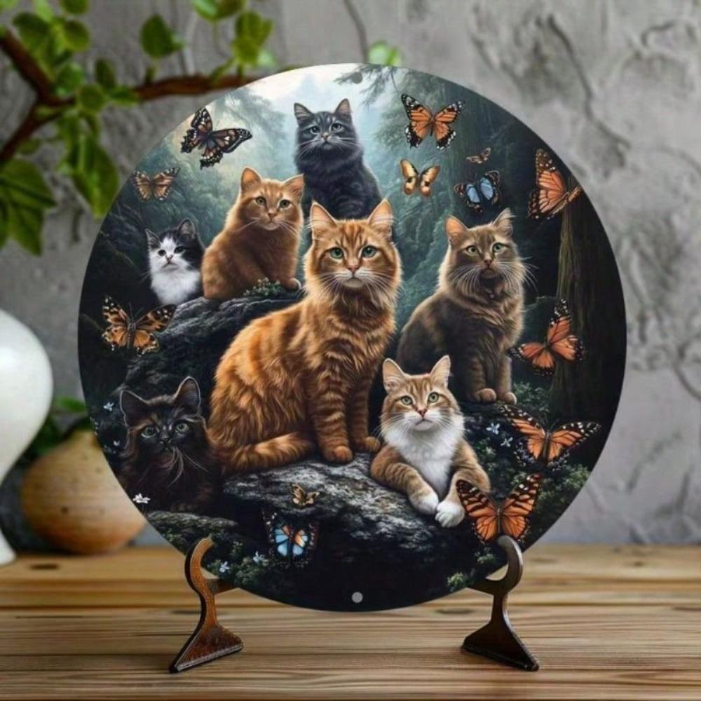 Metal Wall Art Vintage Cat Retro Decor for Bar