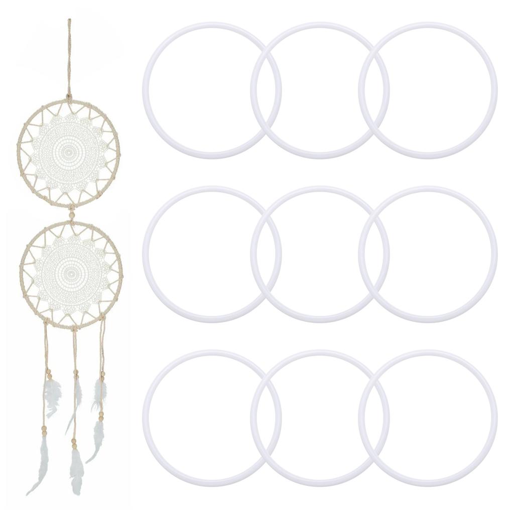 12Pcs Dreamcatcher Frame Set 16Cm White Plastic Circles for DIY Craft Projects Mandala Wall Art Dreamcatcher Plastic Ring