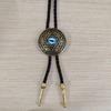 Faux Leather Bolo Tie Necklace with Tribal Elements Devil Eye Pendant Necktie for Western Parties and Everyday Wear