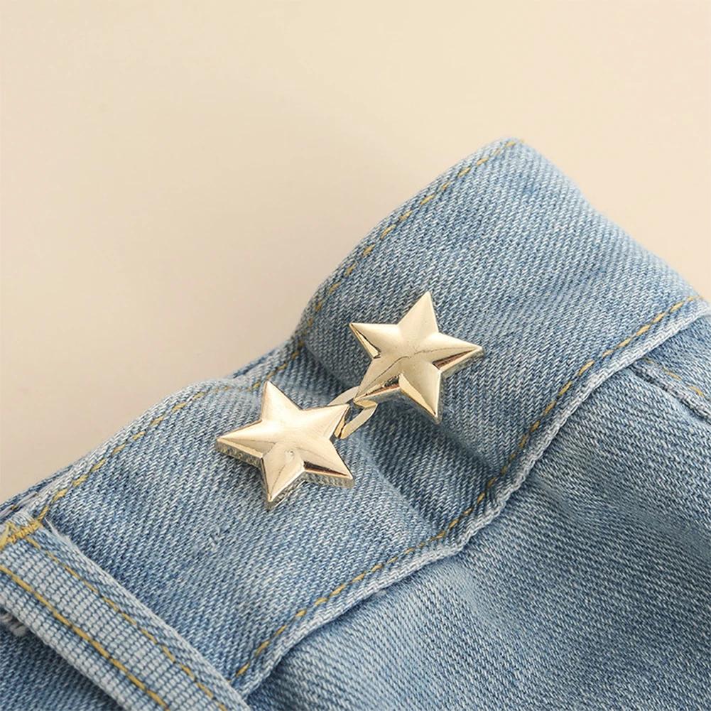 Four-leaf Clover/Five-pointed Star Waist Buckle Adjustable Waist Button Jean Pant Button With Cinched Waist Fashion Accessories