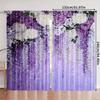 2PCS Lavender Floral Blackout Curtains – Purple Lilac Print   Thermal Insulated for Bedroom Living Room Decor