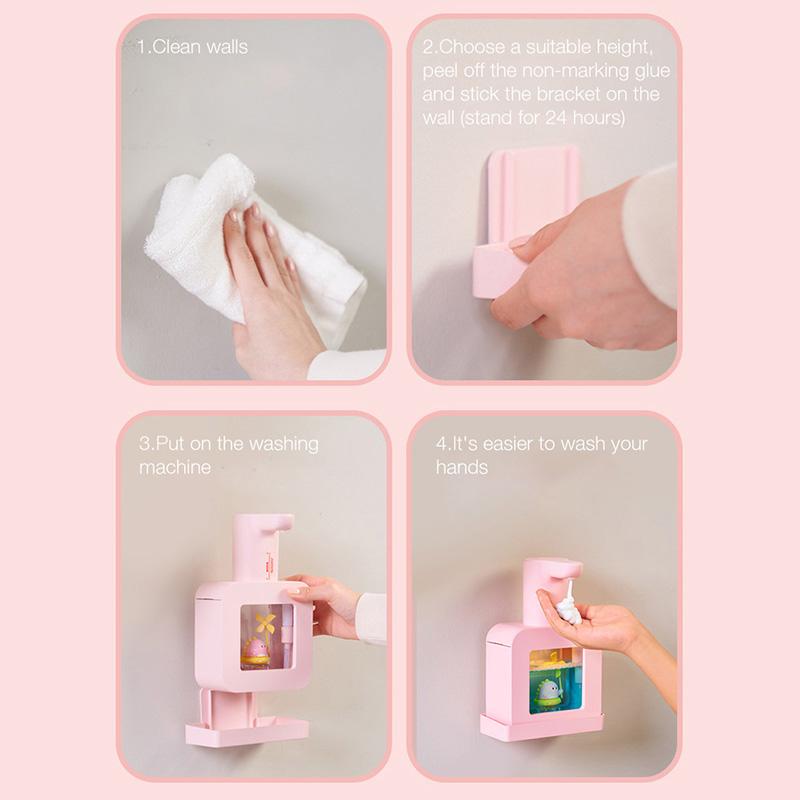 Berührungsloser automatischer Sensor-Seifenspender, Cartoon-Haustier, wasserdicht, intelligenter Schaumseifenspender, Pink