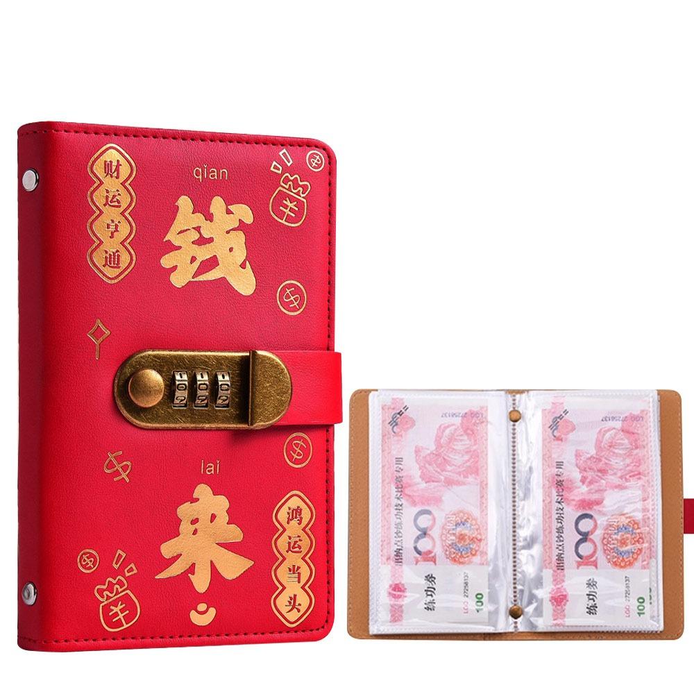 With Password Lock 100 Envelopes Money Saving Challenge Save Money Get Rich Savings Binder Reusable PU Money Collection Book