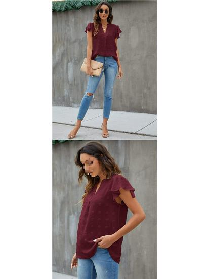 European and American Women's Ruffle Chiffon Summer Shirt