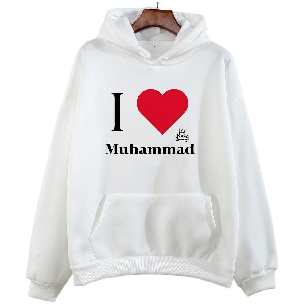 Ich liebe Muhammad Hoodies Langarm mit Kapuze Retro Harajuku Pullover Damenmode Sweatshirts