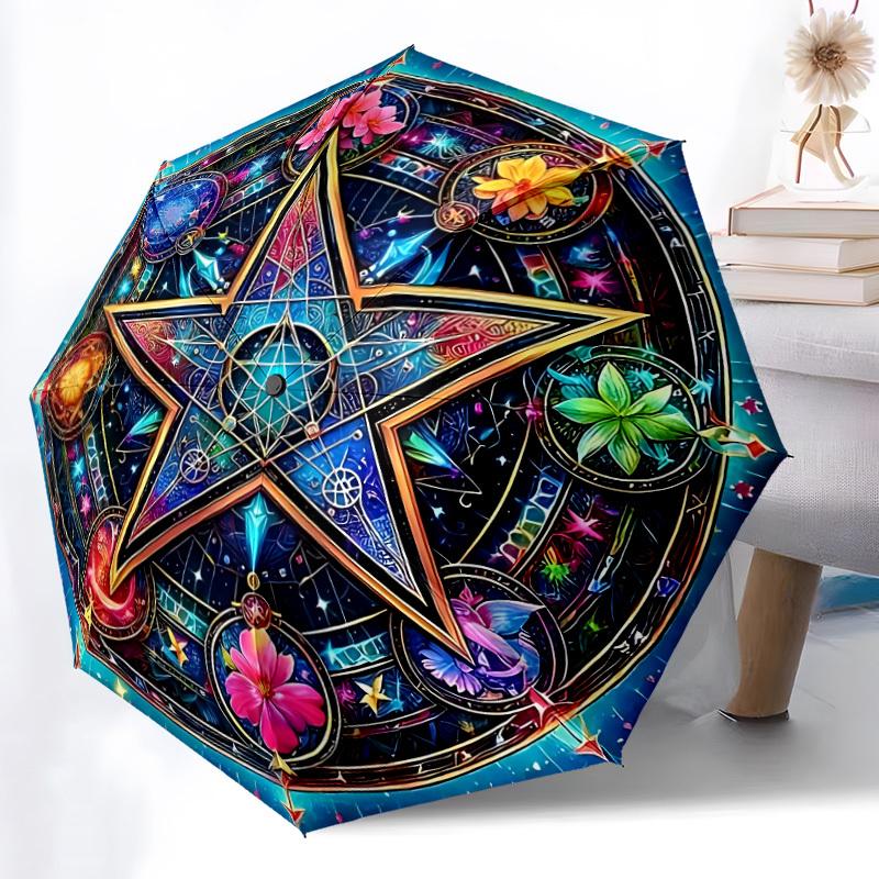 1PC Mystic Mandala Automatic Open/close, All-Season Portable Folding Umbrella for Women & Men Yy250919177