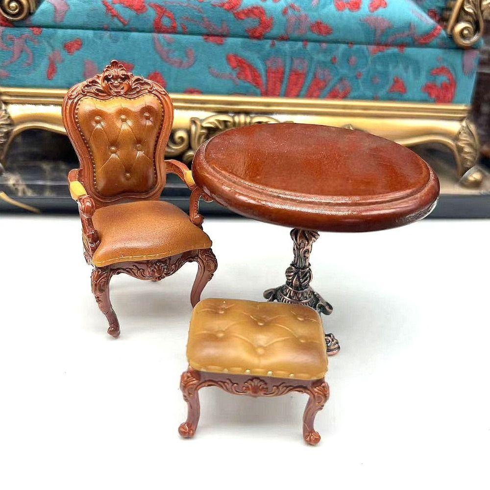 Chaises de Maison de Poupée Style Vintage Échelle 1/12 Chaise de Salle à Manger pour Poupée Meubles Miniatures Modèle de Scène