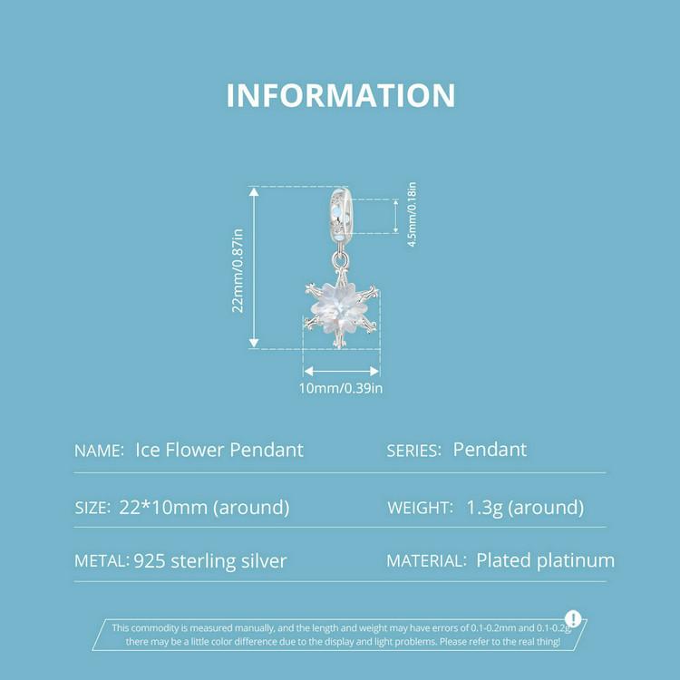 WOSTU 925 Sterling Silver Snowflake Charm Beads Ice Flower Pendant Fit Original Bracelet DIY Necklace Jewelry Making Gift