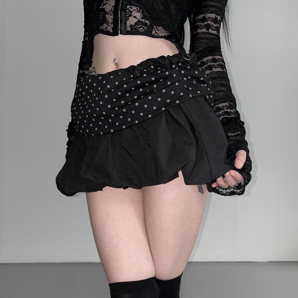 French Sweet & Spicy Polka Dot High-Waisted Tulip Hem Skirt