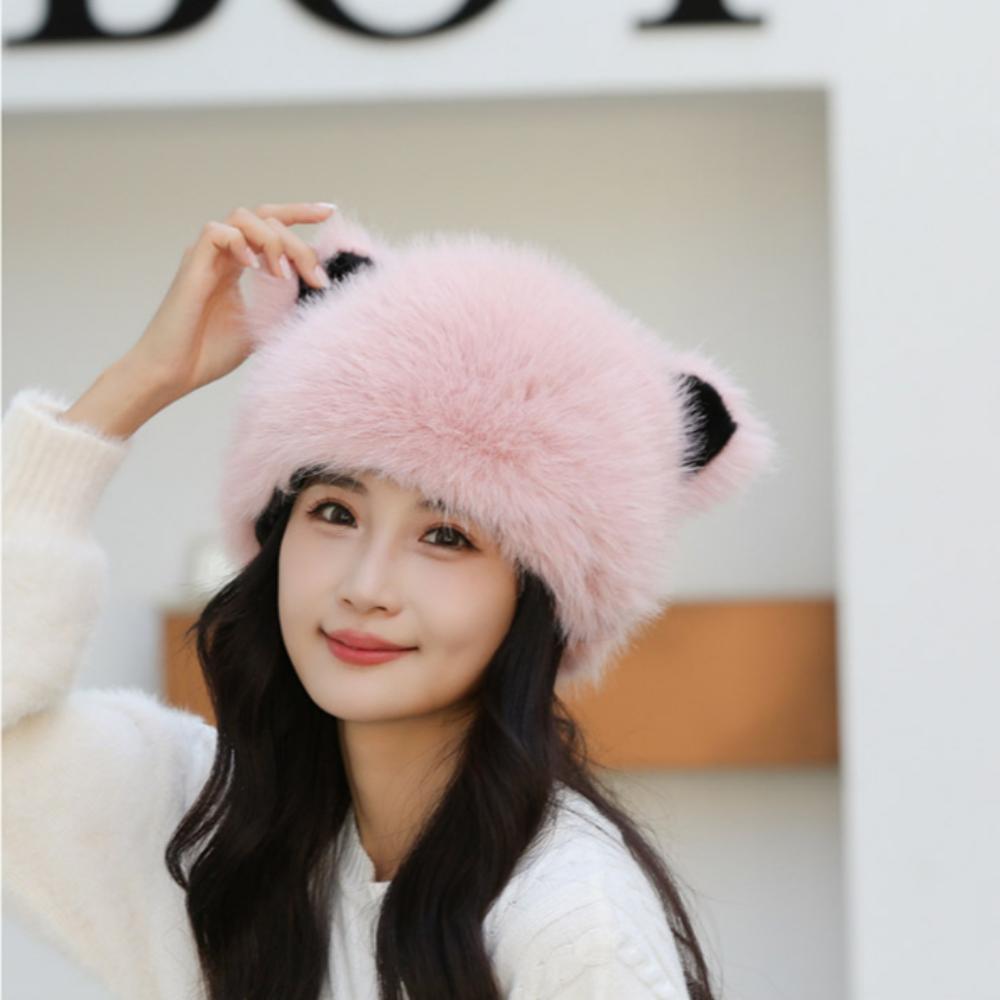 Women's Sweet and Cute Warm Fisherman Hat Autumn and Winter Earmuffs Plush Cute Cold-proof Hat