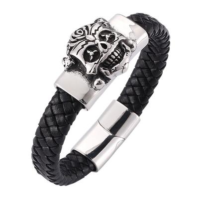 Punk Erkek İblis Bileklikler Siyah Deri Bileklik Homme Charmlar Moda Kelepçeler Hediye