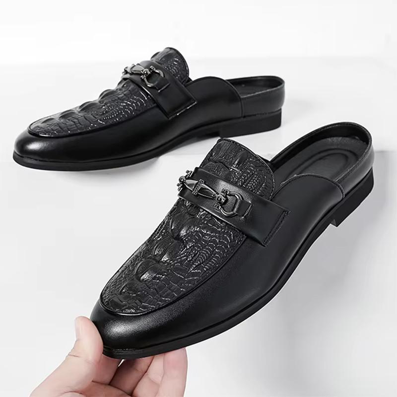 Men Charm Alligator Pattern Half Slippers Driving Shoes Male Casual Mules Moccasins Breathable Loafers Zapatos Hombre